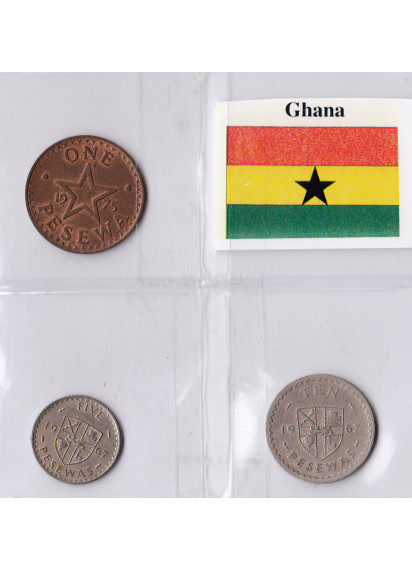 GHANA serietta di 3 monete ottima conservazione